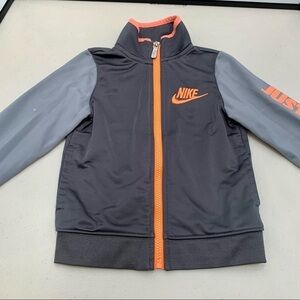 Nike Boys Logo Athletic Track Jacket Grey Full Zip Collar Size 4 XS Ages 3-4